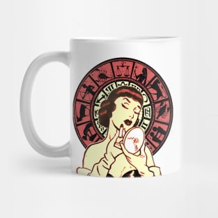 Zodiac Horoscope woman putting on lipstick Mug